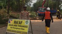 Polsek KKP Batam Lakukan Pemotongan Pohon Tumbang Di Ruas Jalan