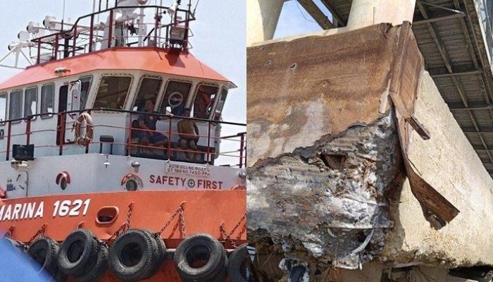 Breaking news: Jembatan Mahulu Samarinda ditabrak tongkang lagi, dapur rumah warga ikut terkena
